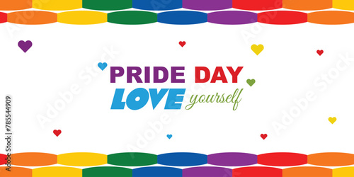 pride day wishing white color background and seven colors for rainbow design vector file, colors, LGBT, grunge colors, typography, hearts