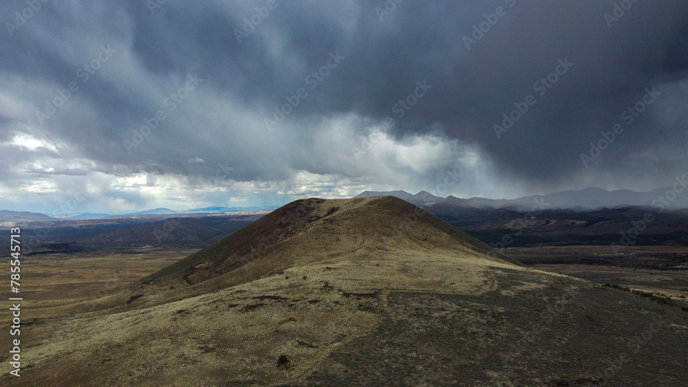 Aerial View of Ancient Veyo Volcano St. George Utah During a Storm 