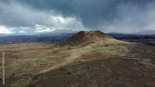 Aerial View of Ancient Veyo Volcano St. George Utah During a Storm 