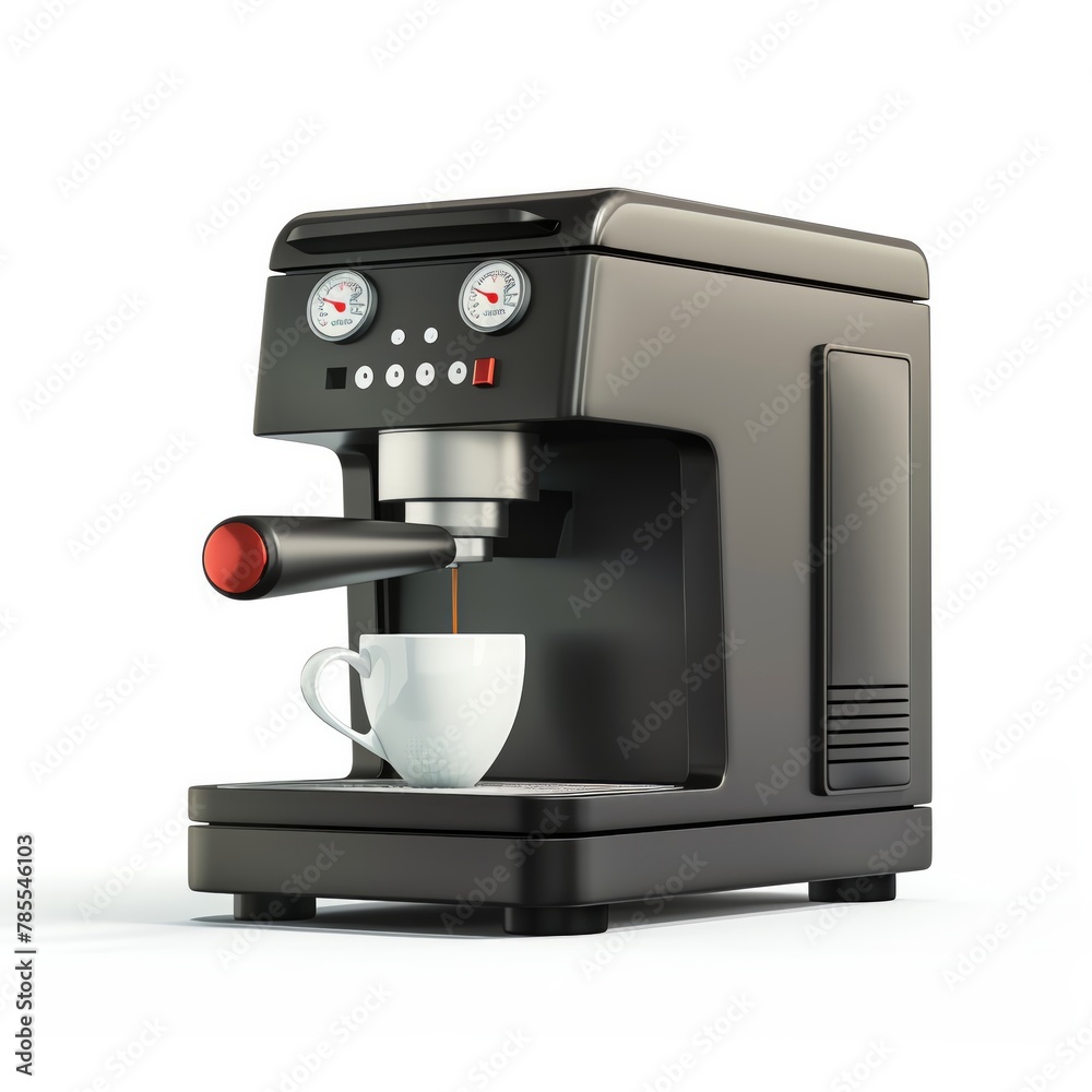 3D icon of an office coffee machine, realistic, essential for business areas, isolated on white 3D icon of an office coffee machine, realistic, essential for business areas, isolated on white