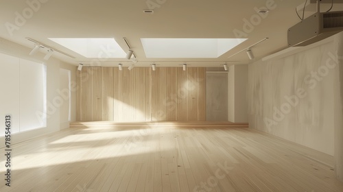 empty large living room of luxury with a sprung wooden floor photo