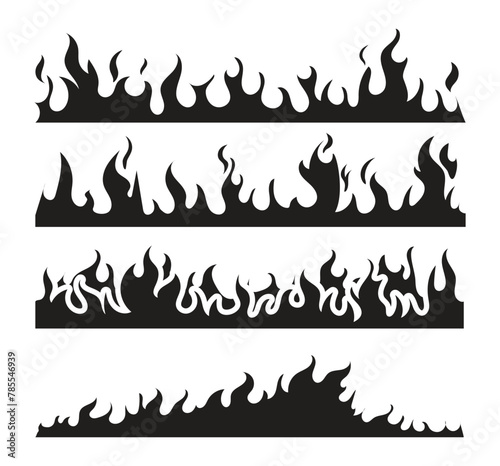 Vector set of flame, fire clipart 