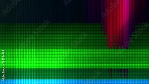Effects such as noise and glitches. Image of a broken LCD screen.
