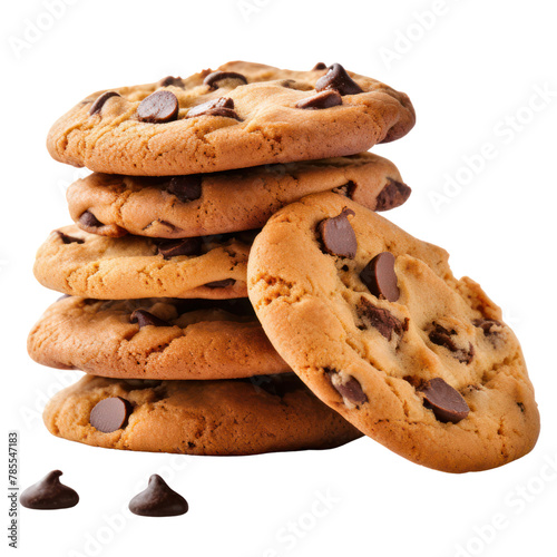 cookie shocolate chips stack isolated on transparent background