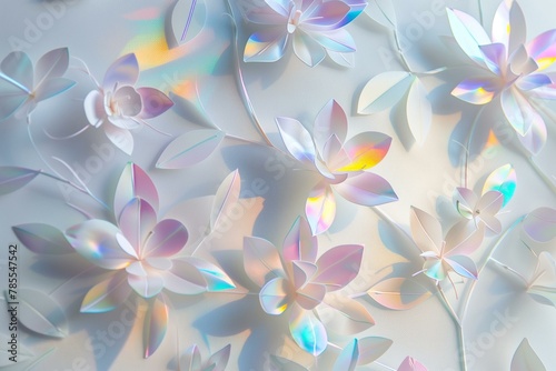 Elegant Close-Up of Iridescent Paper Flowers with Subtle Textures and Lighting
