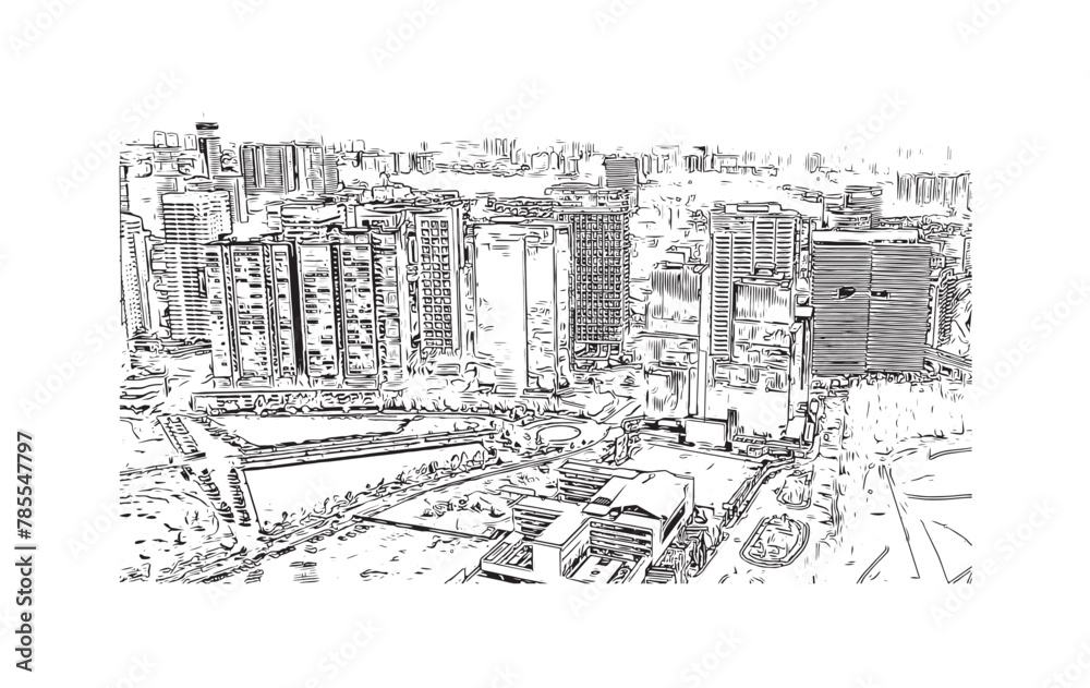 Print Building view with landmark of Santa Fe is the capital in New Mexico. Hand drawn sketch illustration in vector. Print Building view with landmark of Santa Fe is the capital in New Mexico. Hand drawn sketch illustration in vector.