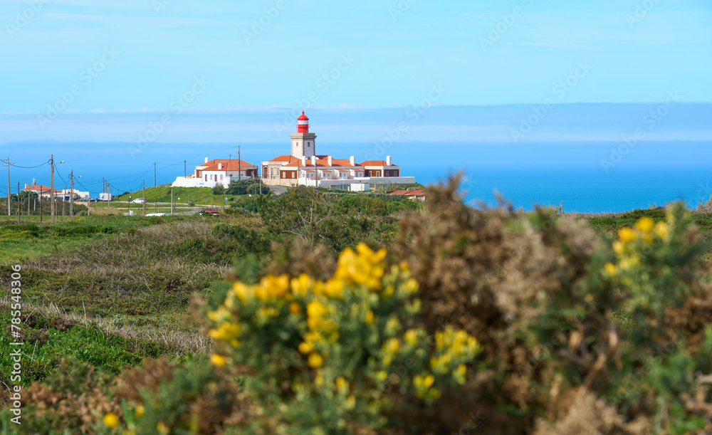 Lighthouse on Cabo da Roca, the western most spit of Europe near Cascais at the atlantic ocean coast of Portugal