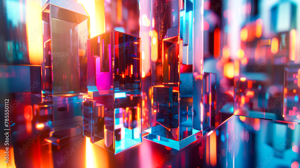 Futuristic Cityscape with Vibrant Neon Lights and Modern Architecture