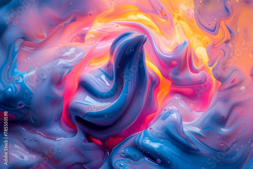 Illustrate a surreal dance of liquid ice cream, swirling and twirling in a mesmerizing display of color and texture