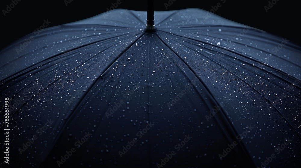 Umbrella sheltering from raindrops in rainy weather concept with ample space for text placement