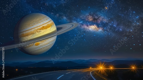  An artist's depiction of a planet with a star behind and the sun in front