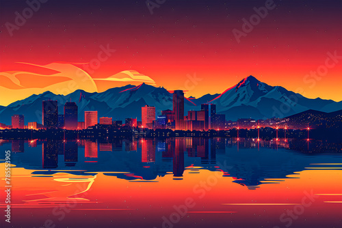 Salt Lake City Flat Vector Skyline Illustration photo