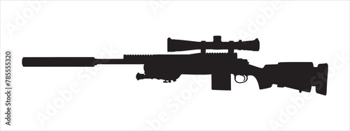 Sniper silhouette vector icon illustration isolated on white background.