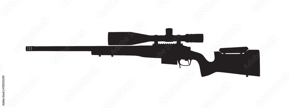 Φωτογραφία Black sniper rifle gun silhouette vector icon illustration.
