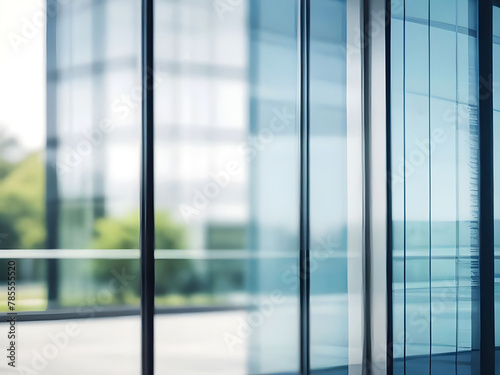 Blurred abstract grey glass wall from building background.