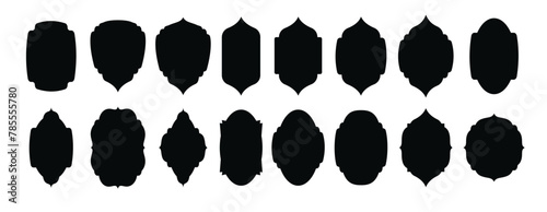 Set of vintage label and badges shape collections. Black template for patch. Vector