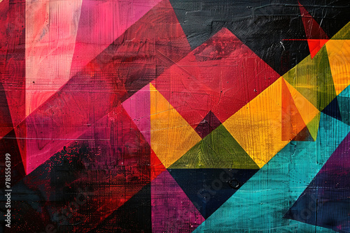 Farbenfrohe Abstrakte Geometrie aus bunten Formen und dynamischen Mustern photo