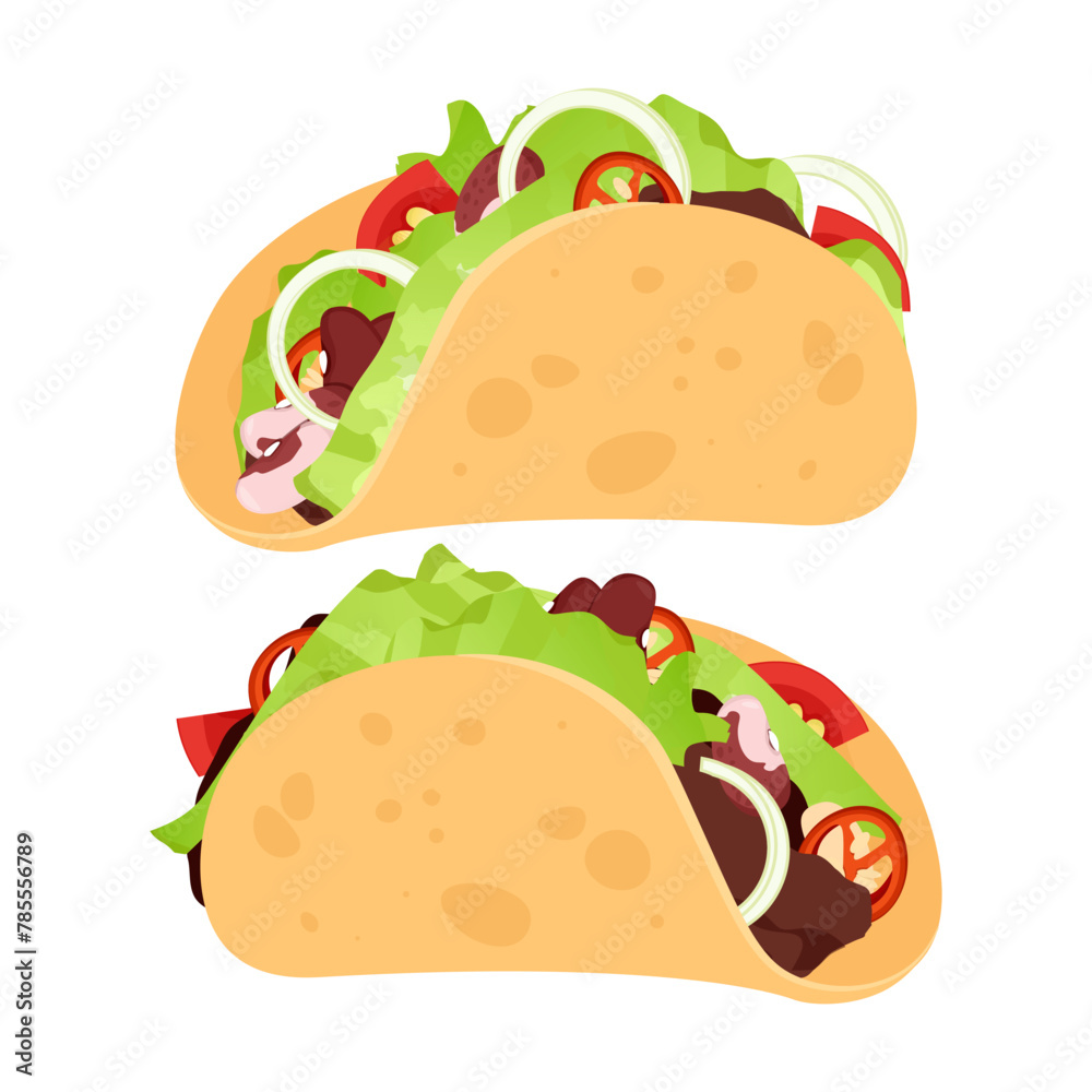 Set of different Mexican tacos with different fillings Set of different Mexican tacos with different fillings