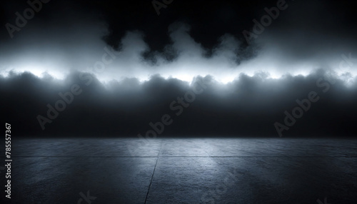 Dark road background with smoke effect photo