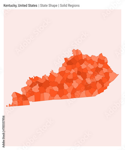 Kentucky, United States. Simple vector map. State shape. Solid Regions style. Border of Kentucky. Vector illustration. photo