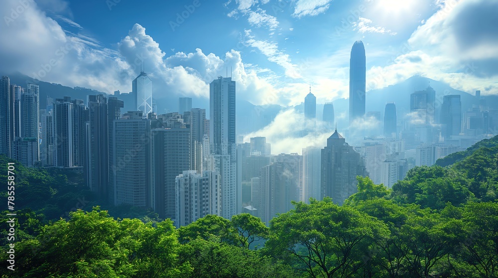 city skyline with clouds city skyline with clouds