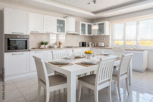 White Kitchen With Table and Chairs