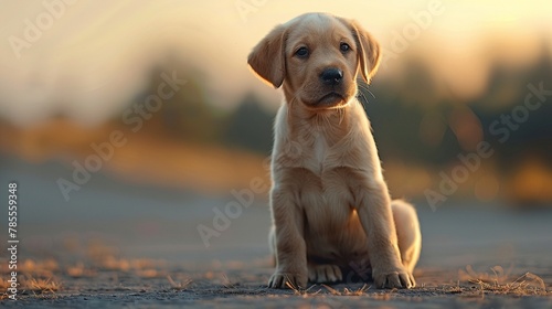 Using positive reinforcement techniques, show a puppy learning to sit and stay on command ,3DCG,high resulution,clean sharp focus photo