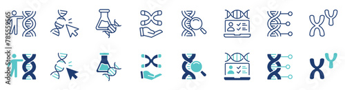 molecular chromosome genetic dna icon vector set helix biotechnology gene heredity science signs illustration
