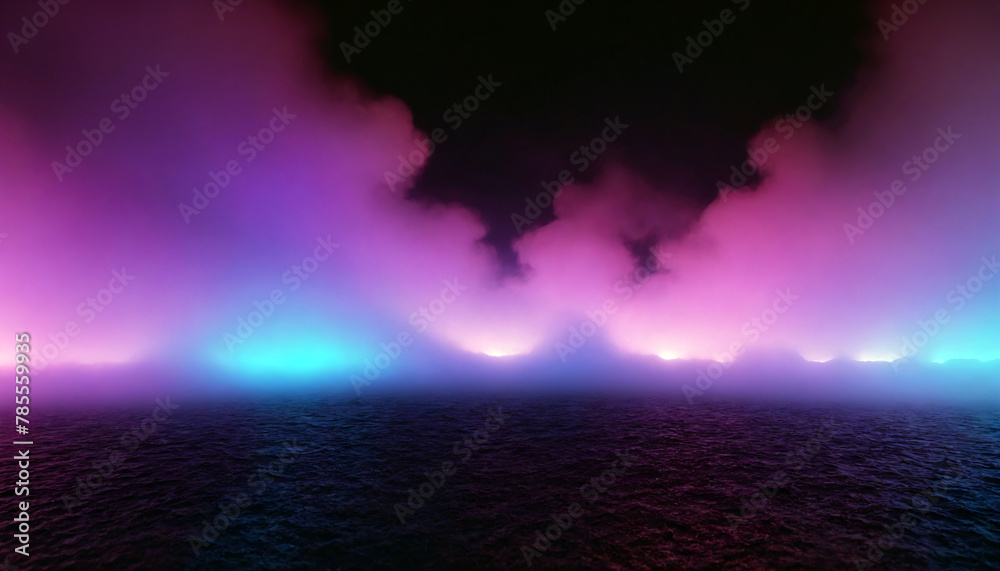 Abstract dark road background with glowing smoke effect