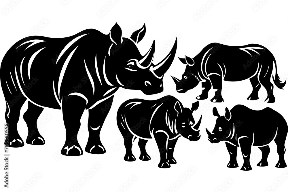 Rhinoceros silhouette vector illustration white background Rhinoceros silhouette vector illustration white background
