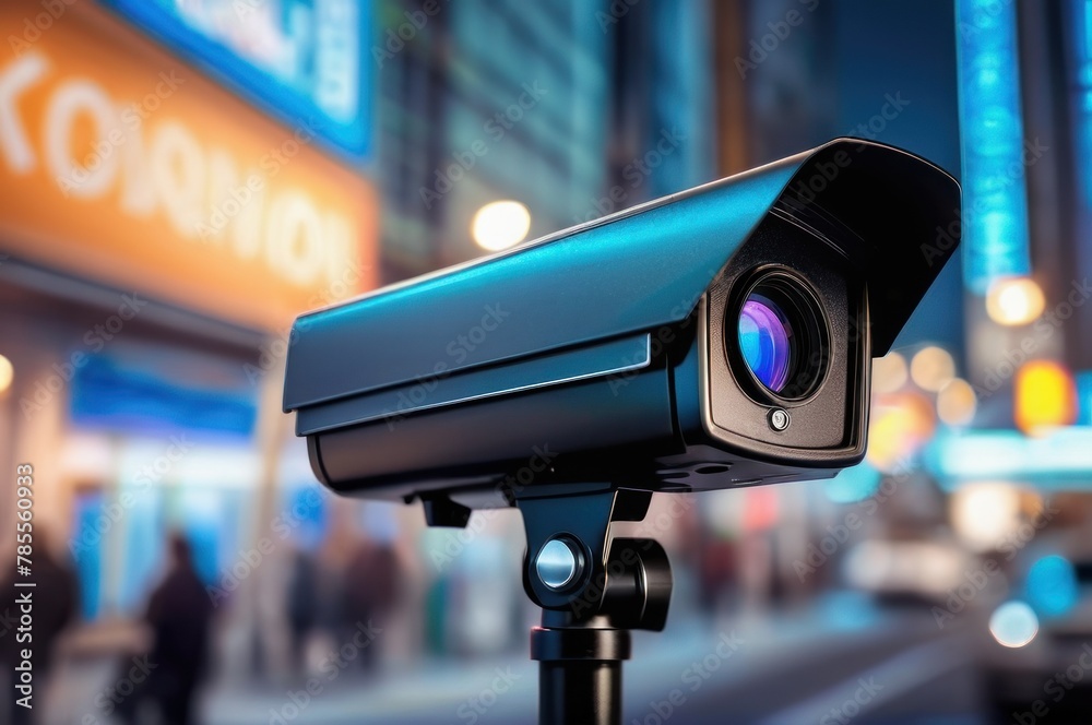 Modern CCTV Camera on a building close up with selective focus at late afternoon Modern CCTV Camera on a building close up with selective focus at late afternoon
