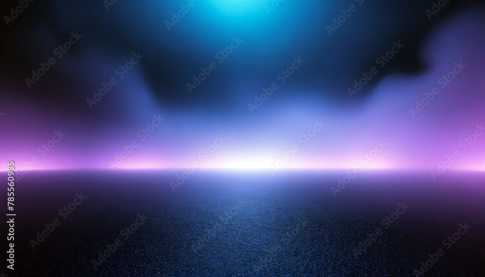 Abstract dark road background with glowing smoke effect