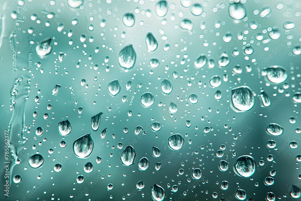 Background of water droplets on window glass surface