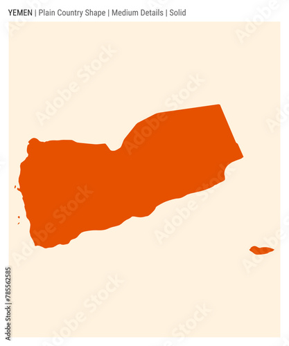 Yemen plain country map. Medium details. Solid style. Shape of Yemen. Vector illustration. photo