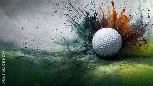 Splash pallina da golf su manto verde photo