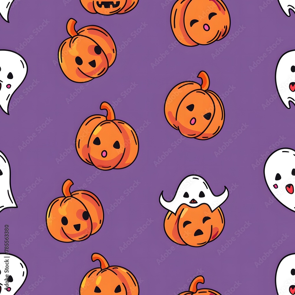 pattern of cute pumpkins and ghosts pattern of cute pumpkins and ghosts