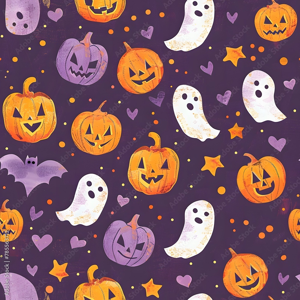 pattern of cute pumpkins and ghosts pattern of cute pumpkins and ghosts