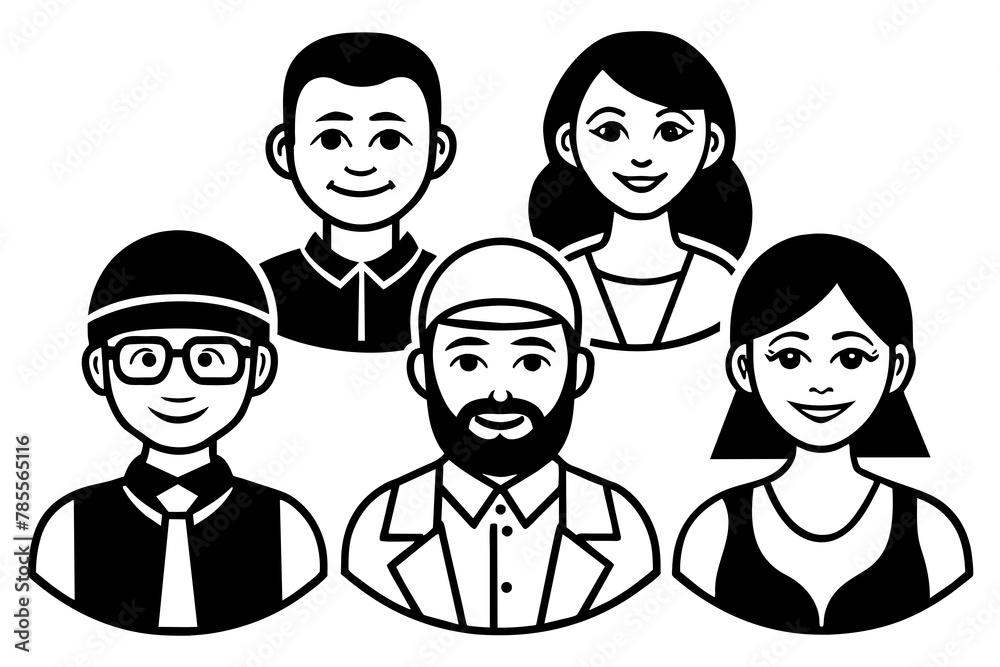 Vector icon set featuring diverse people avatars, ideal for representing individuals across various contexts and platforms Vector icon set featuring diverse people avatars, ideal for representing individuals across various contexts and platforms