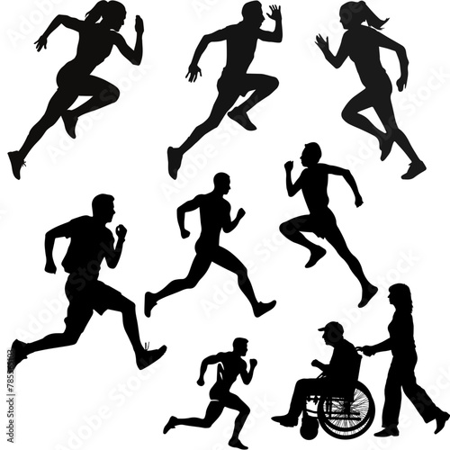paraplegic person as a runner Silhouette photo
