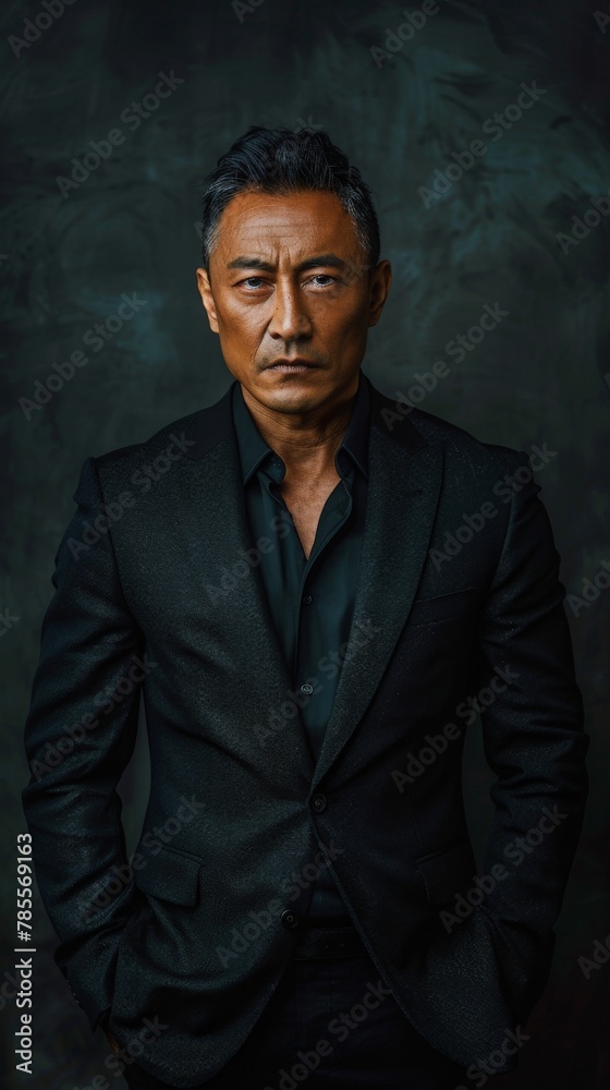 Man in black suit posing for picture Man in black suit posing for picture