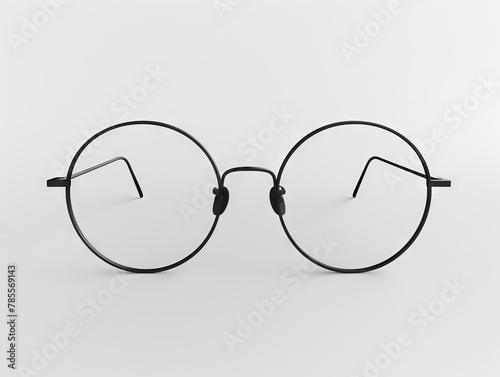 A pair of black glasses on a white background.