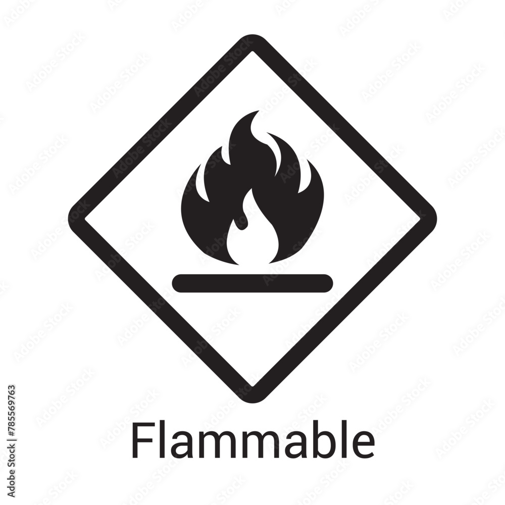 Flammable icon vector graphics on white background. Flammable icon vector graphics on white background.