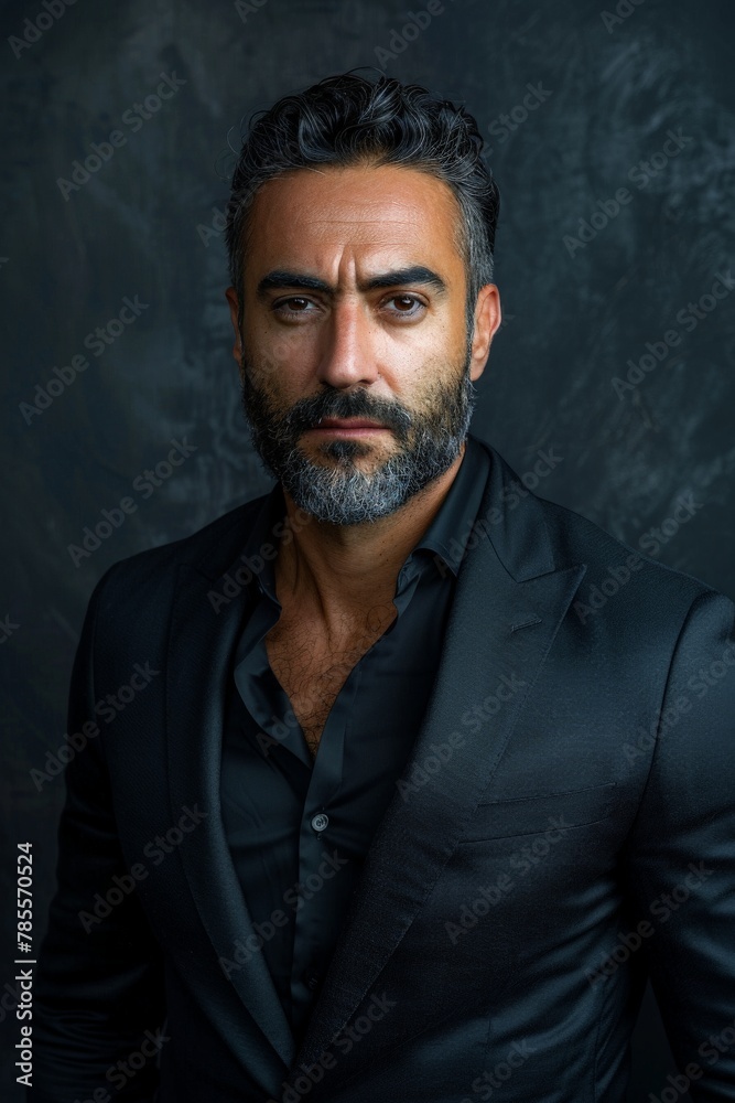 Obraz premium Man in black suit with beard