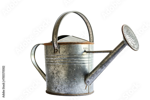 Vintage Galvanized Watering Can Isolated on White Background