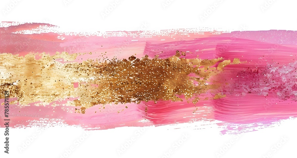 Obraz premium Luxury blush pink and gold glitter brush strokes