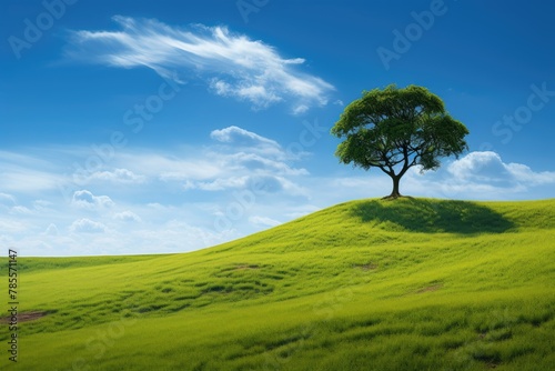 landscape of trees on a beautiful green hill