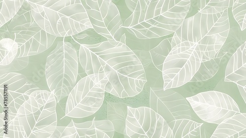light green background with light gray and white leaf patterns, paper texture seamless