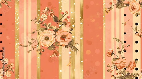Pink and Gold, Peach Digital Paper, Blush and Gold Scrapbook Paper seamless