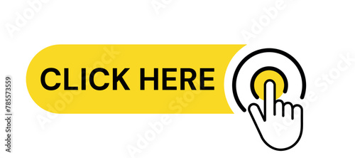 Click Here with Mouse Cursor Icon Symbol Button Isolated on White Background