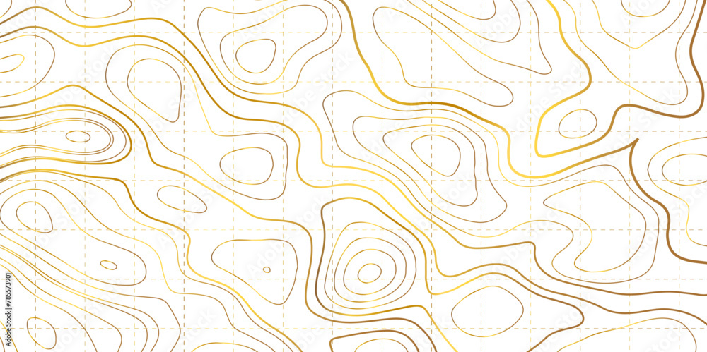 Topographic Map Seamless Pattern. Vector Golden Contour Line Background